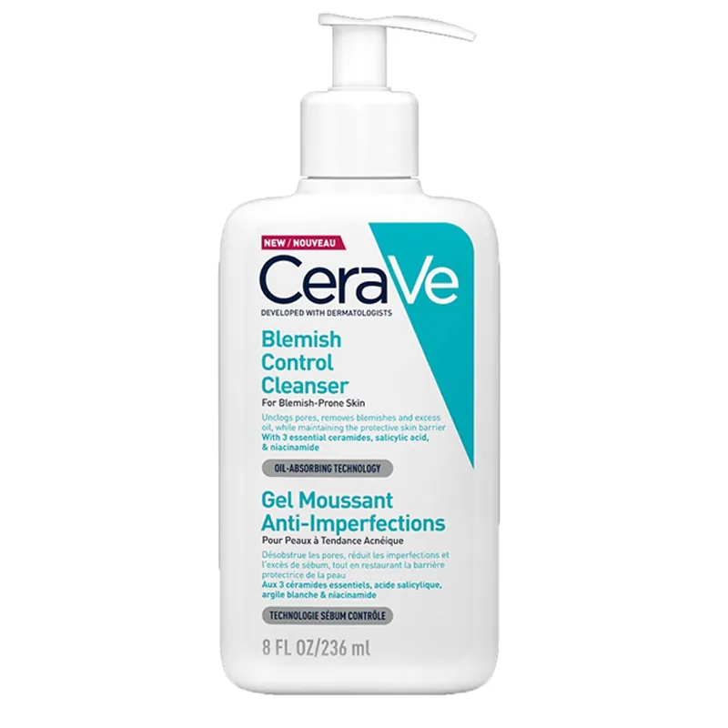 CeraVe ژل شست و شو ضد لک و ضد جوش سراوی CeraVe مدل BLEMISH CONTROL CLEANSER حجم ۲۳۶ میل