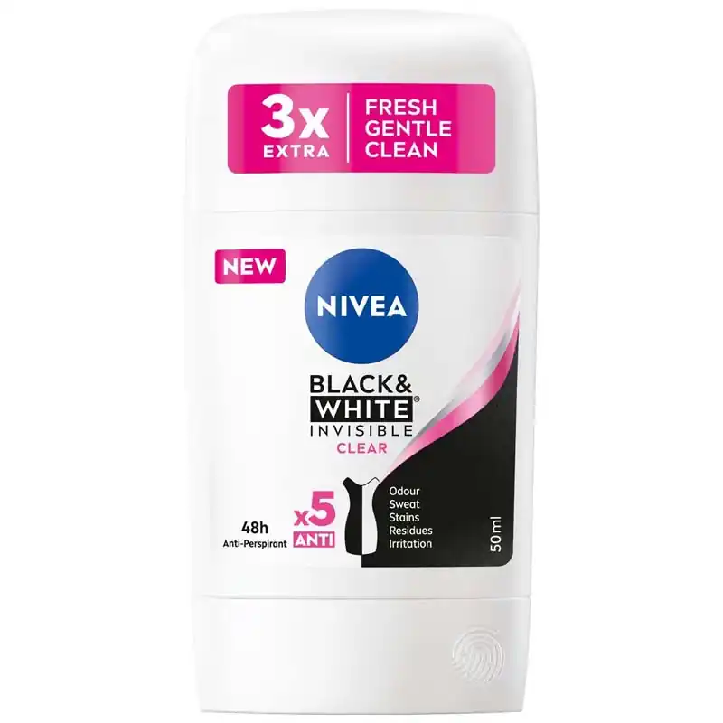 Nivea استیک ضد تعریق زنانه BLACK & WHITE INVISIBLE نیوآ حجم 50 میل